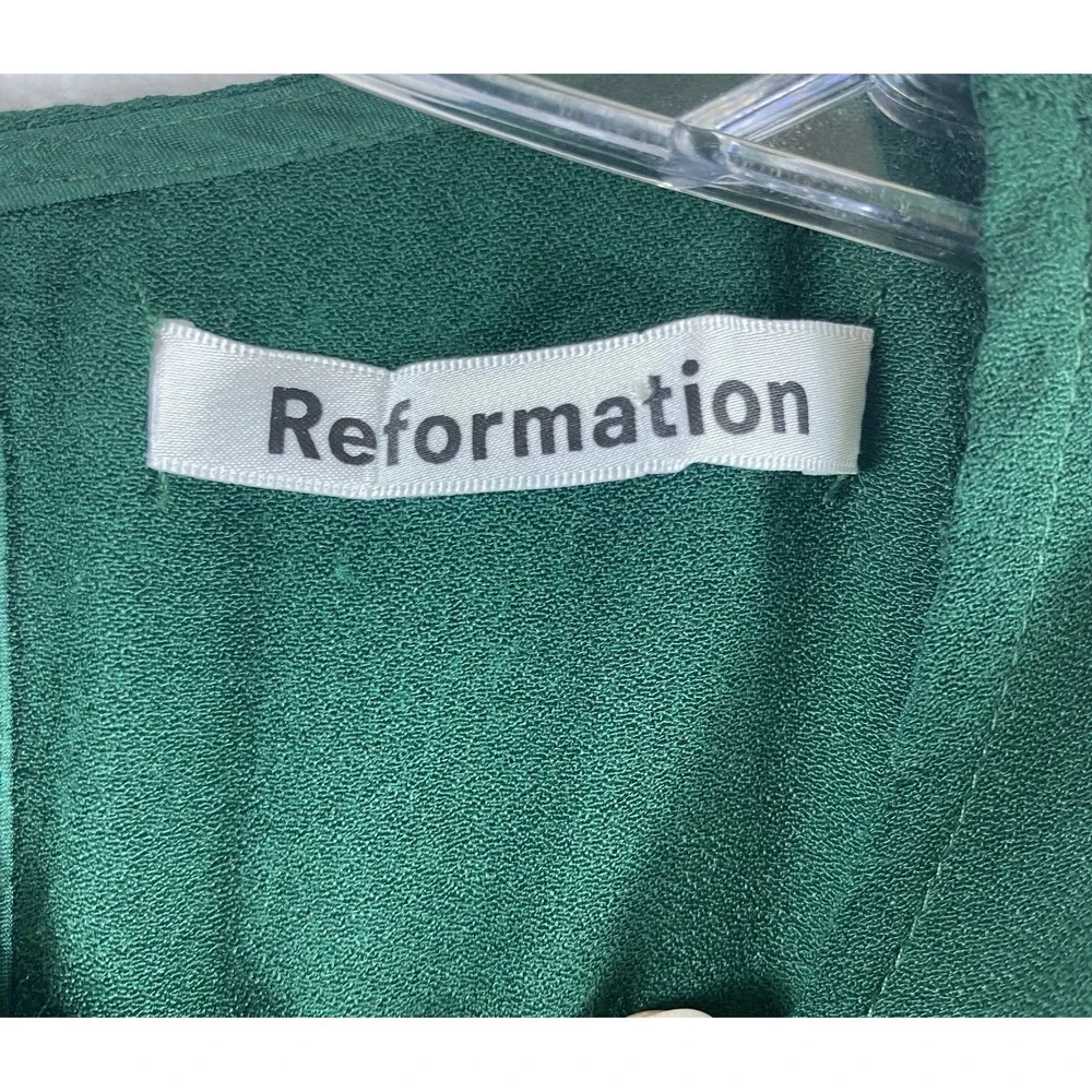 Reformation Gavin Midi Dress Sz 2 Emerald Green Cut Out Lightweight - Picture 8 of 12
